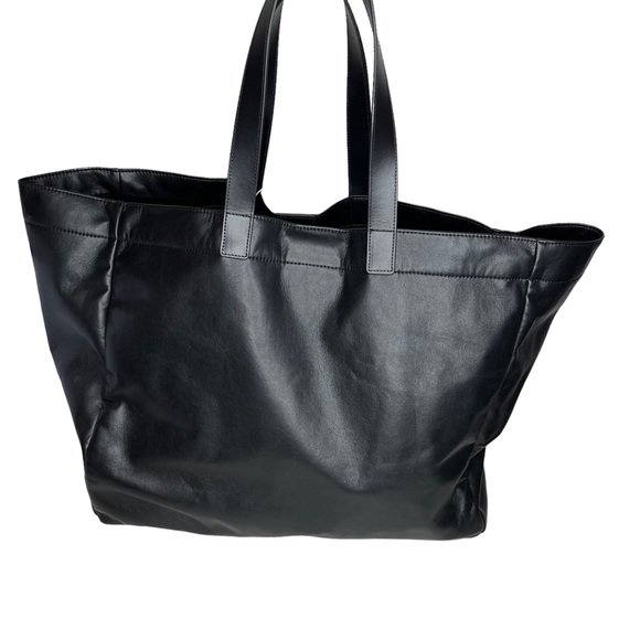 Anine Bing Black Large Recycled Leather Rio Tote - Picture 3 of 11